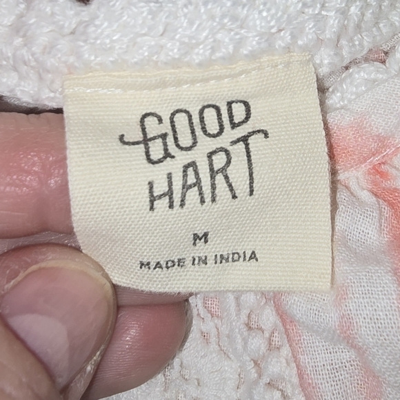 Good Hart Pink And White Striped Babydoll Top Boho With Crocheted Detail Size M - Picture 6 of 7